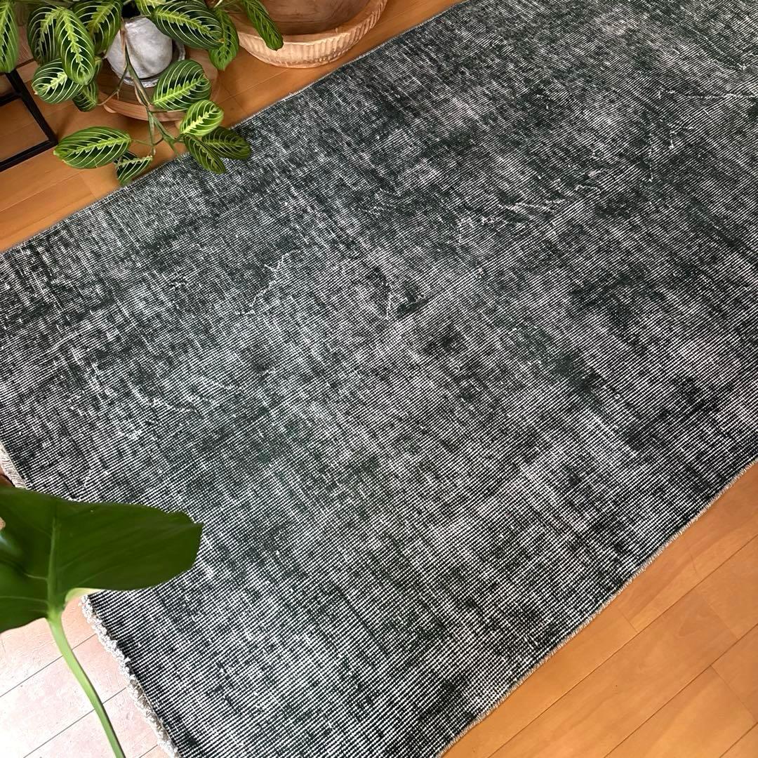 94.5×206ビリジアングリーン　ワンカラー　貴重トルコヴィンテージラグ