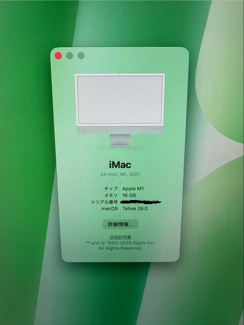 iMac 24インチ M1 16GB / 1TB グリーン