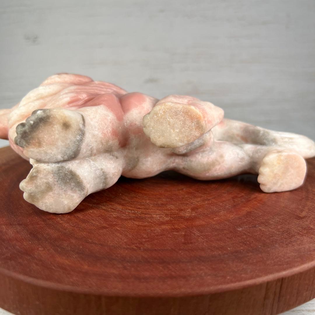 天然石　ライオン　ピンクオパール