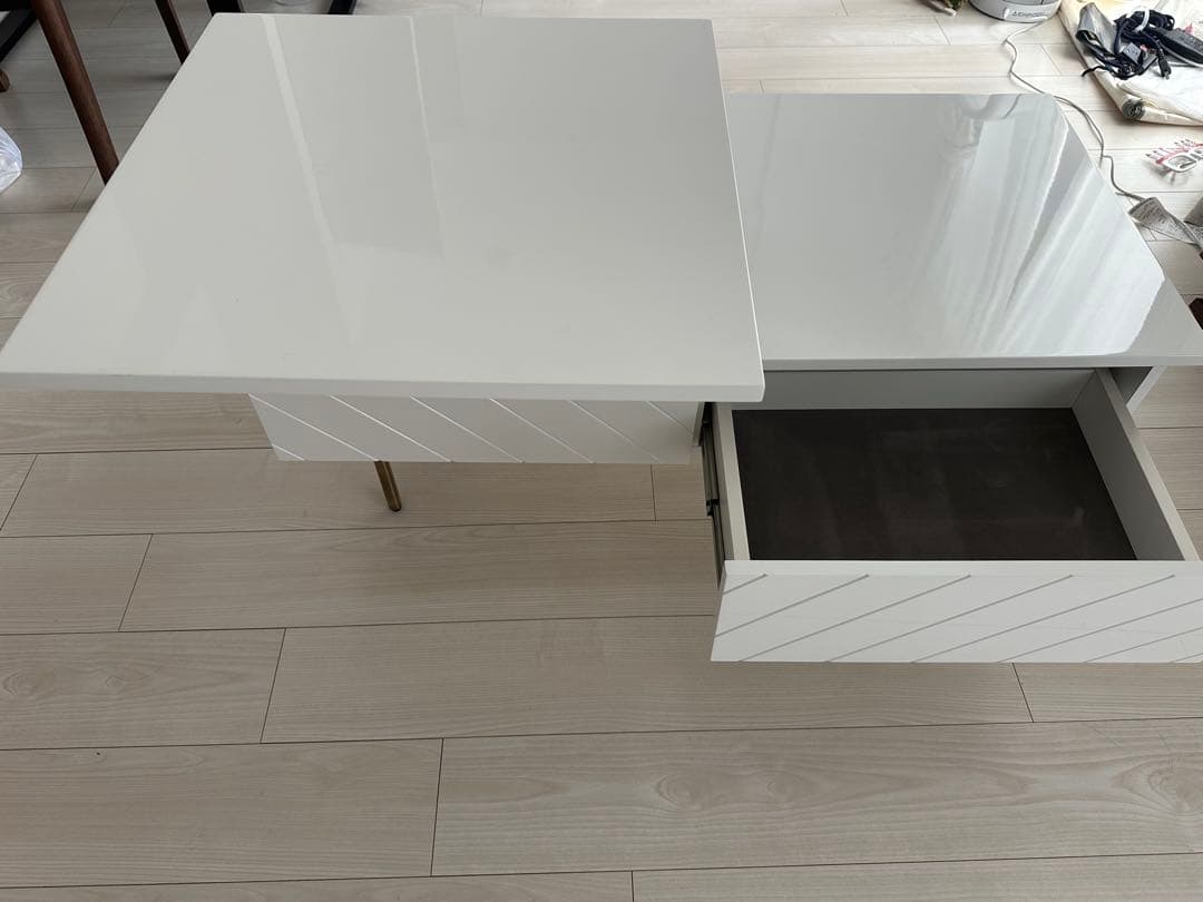 Francfranc　ソルティール リフティングテーブル ホワイト　昇降テーブル