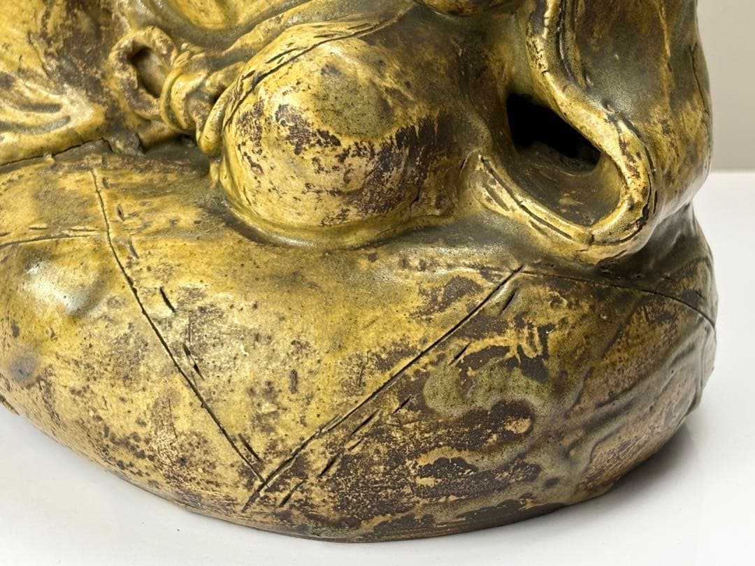時代物 古黄瀬戸 布袋様 七福神 仏像 置物 縁起物 R7112348