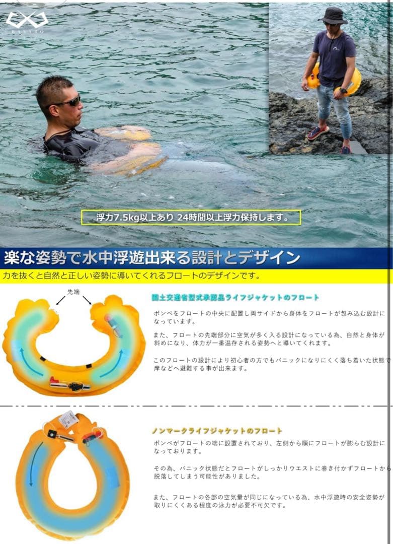 新品 桜マーク ライフジャケット 自動膨脹式 ボンベ付き 型式承認品