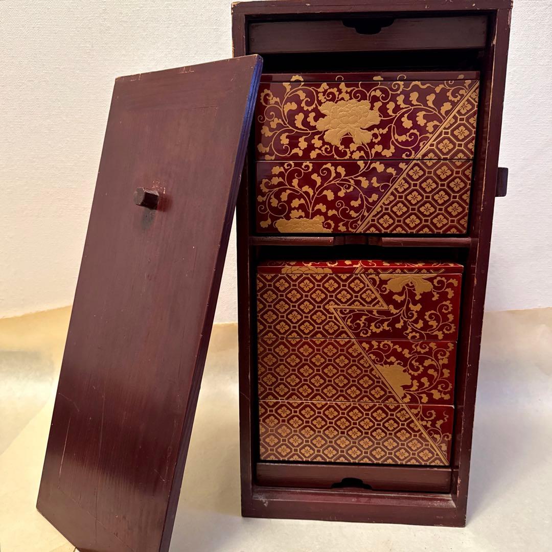 ◆塗り重箱　ニ段/三段　蒔絵あしらい◆