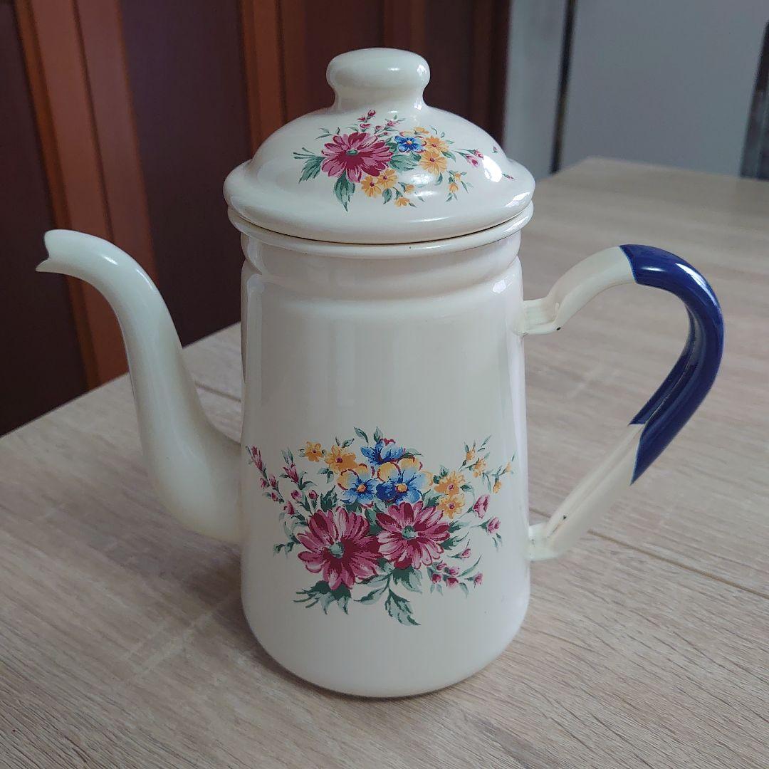 【希少価値】フランス製　アンティーク　ホーロー　ポット　容器