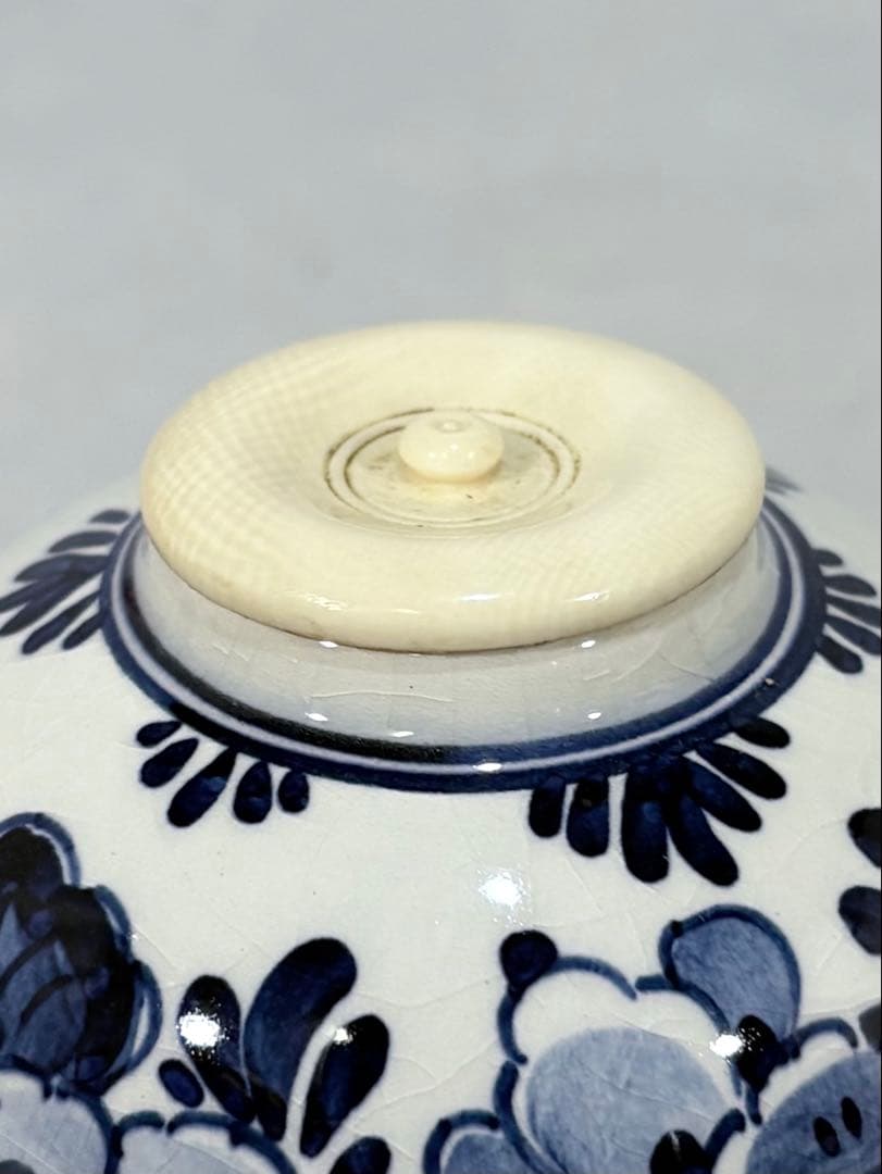 オランダ　デルフト焼　染付写　茶入　美品　茶道具　送料込