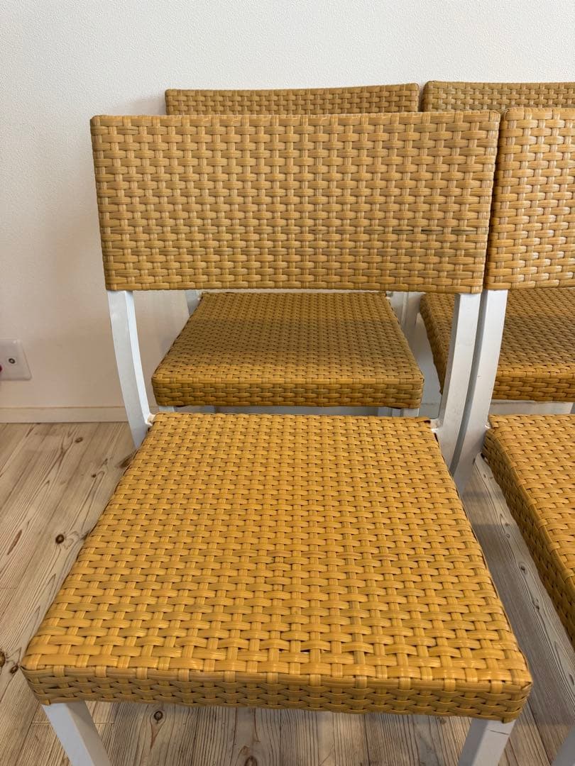 ラタン調スタッキングチェア 4脚セット テラス ガーデンチェア④