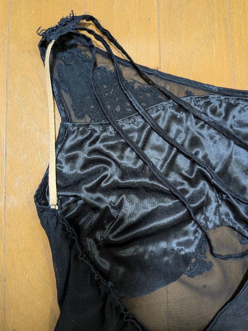 アルゼンチンタンゴ 社交ダンス黒のビーズ刺繍とシフォンワンショルダーダンスドレス