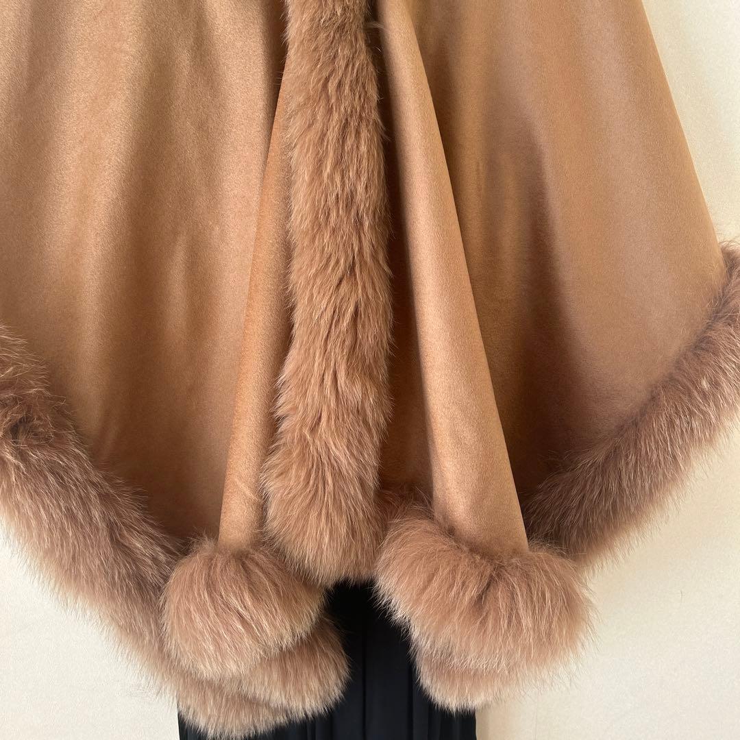 SAGA FURS サガ毛皮・ピュアカシミヤ＆フォックス毛皮大ショールコート新品