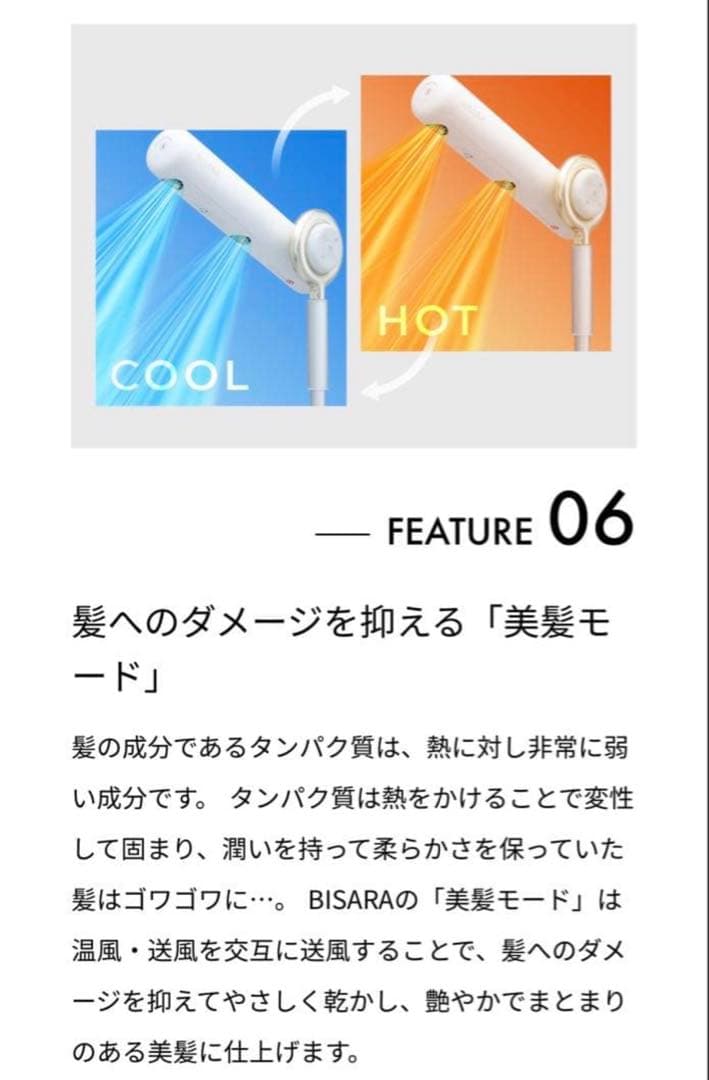 BISARA ビサラ 首振り機能搭載 スタンドヘアドライヤー BSR002