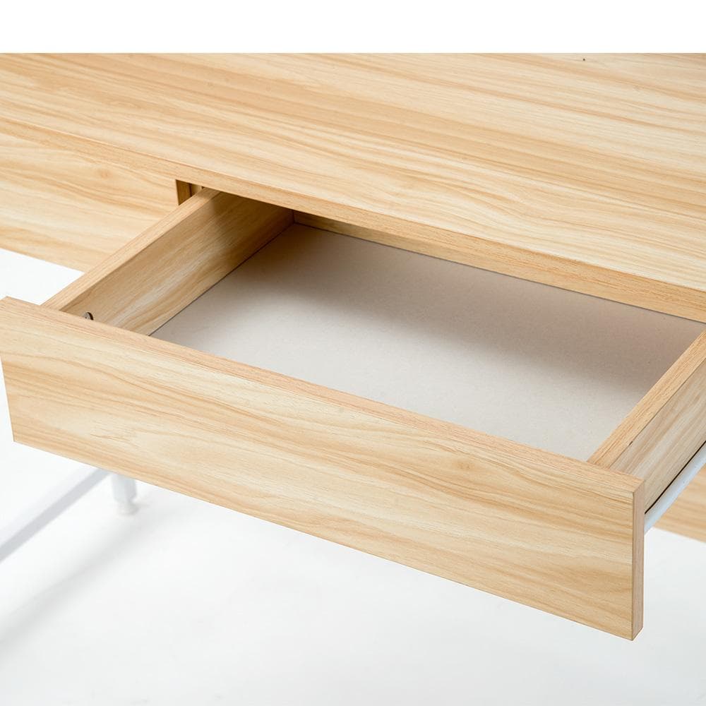 引き出し付き パソコンデスク 学習机 勉強机 ミシン台 収納付き 天然木目調