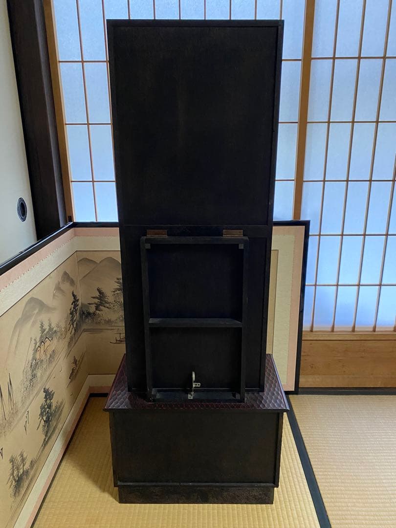 鎌倉彫 伝統工芸品　鏡台 ドレッサー ミラー 化粧台 漆塗り 松竹梅 和家具