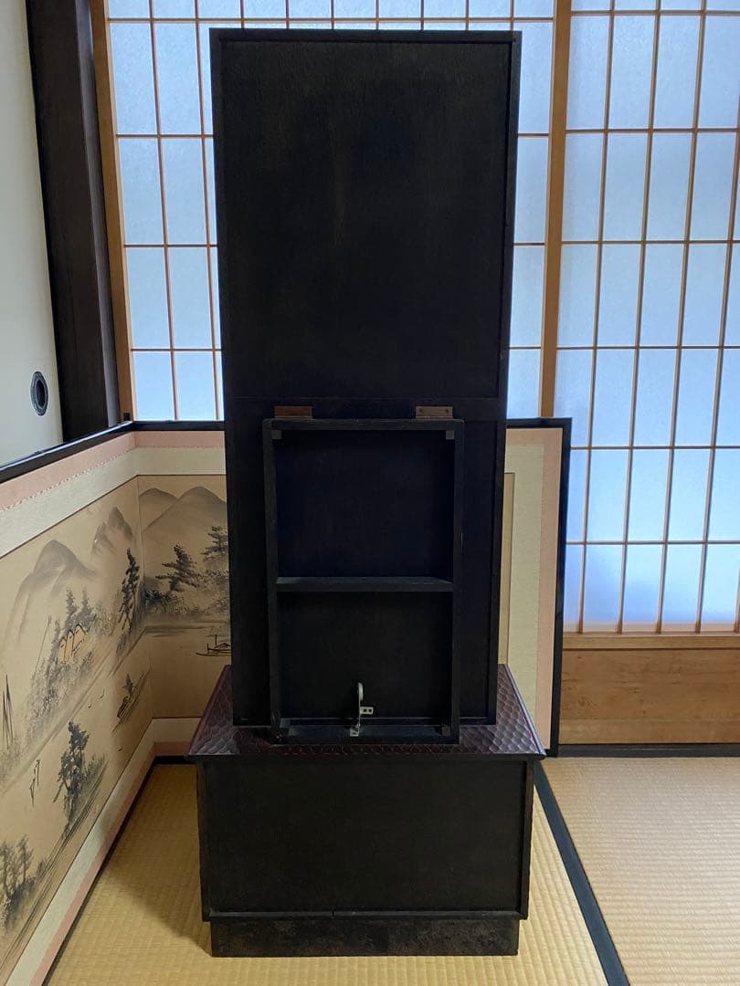 鎌倉彫 伝統工芸品　鏡台 ドレッサー ミラー 化粧台 漆塗り 松竹梅 和家具