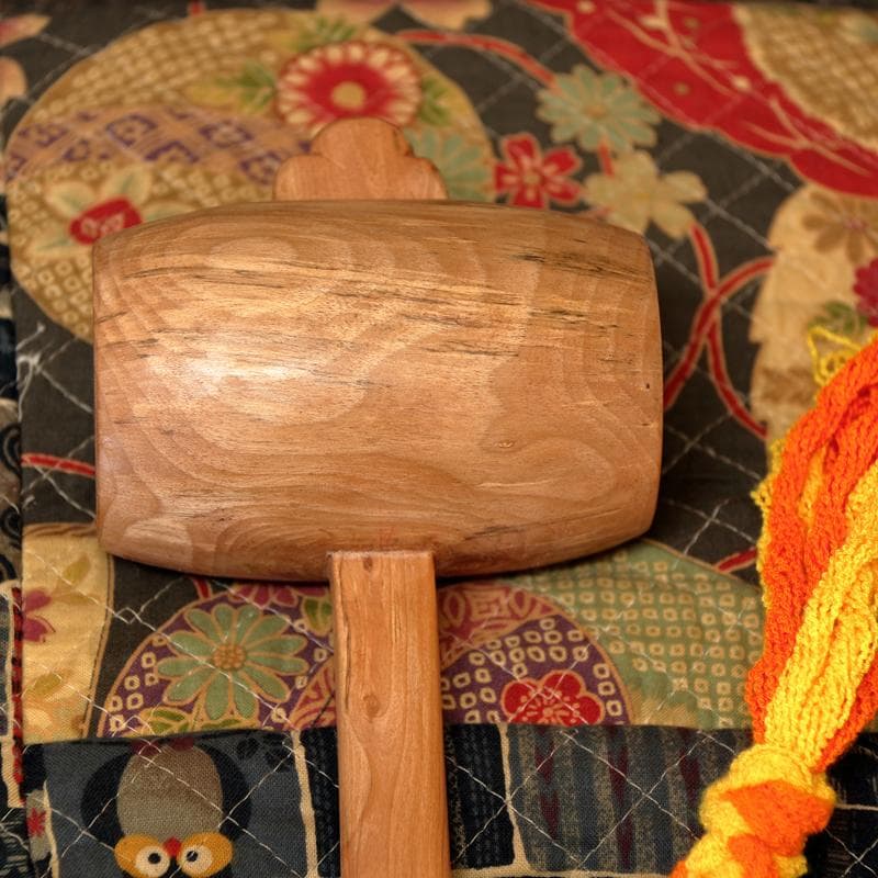 うちでのこづち（打ち出の小槌）手作りDIY木製置物木彫りヒメシャラ材アカラギ