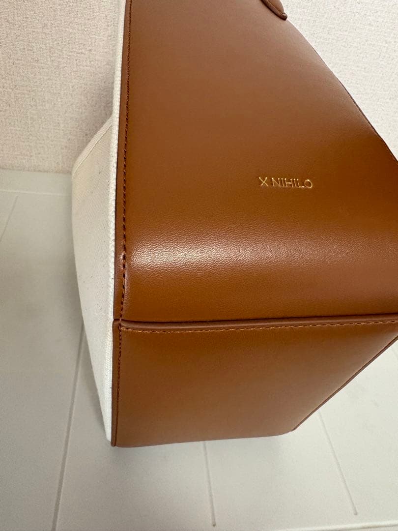 XNIHILO ハンドバッグ ショルダーバッグ コットンキャンバス ナッパレザー