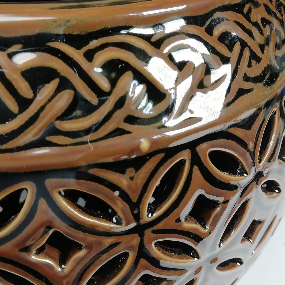 Ｔ９９２　水指　『古瀬戸　七宝透』『加藤藤城 造』『塗師　湖彩』　共箱　茶道具