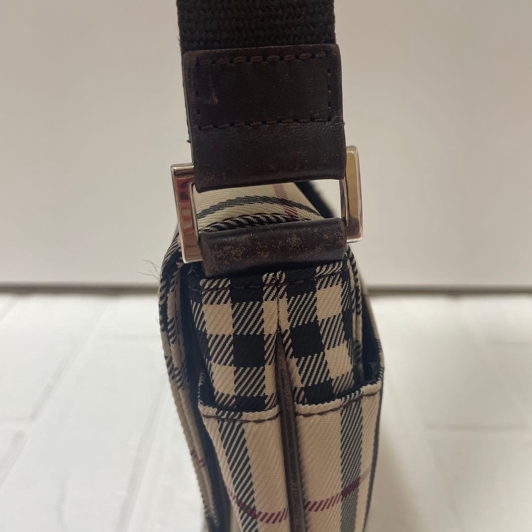 Burberry ショルダーバッグ　ノバチェック　ロゴプレート　キャンバス