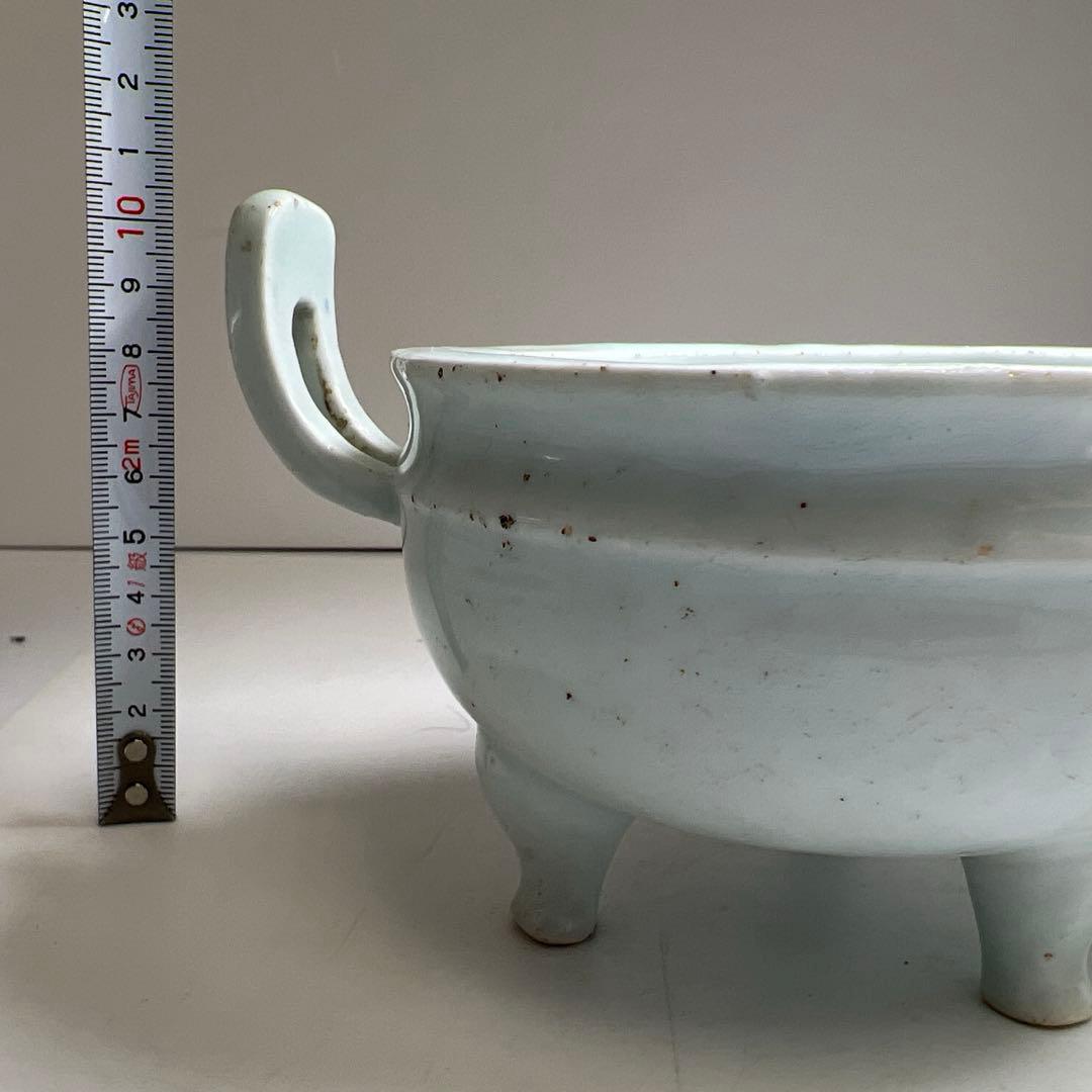 李朝　青白磁香炉　幅約18㎝　東Y8-0203②タサオ