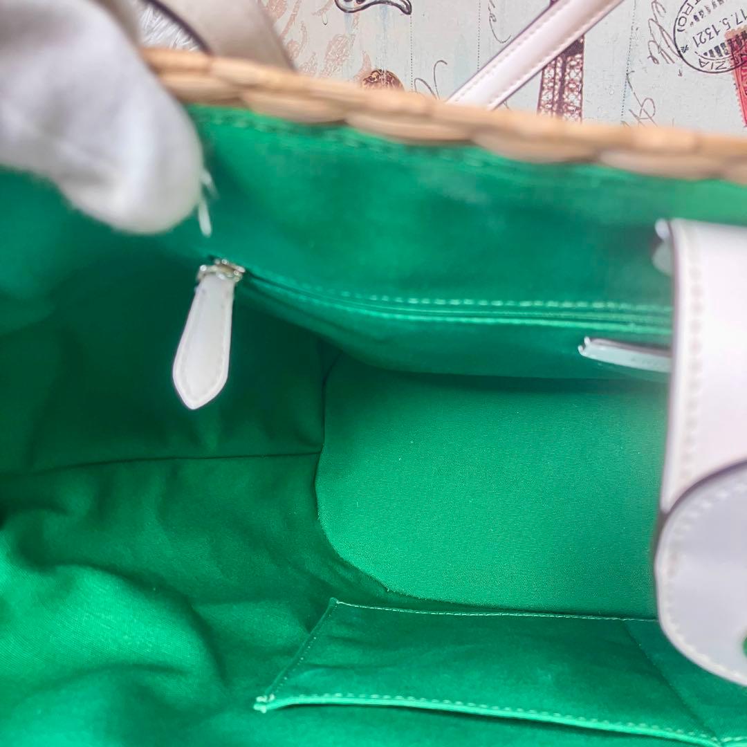 未使用 kate spade ケイトスペード かごバッグ ストロー フラワー