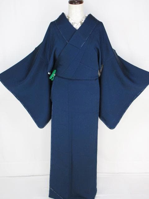 新古品！日本和裁士会＊八丁撚糸＊鉄紺色＊色無地＊着物＊１５７ｃｍ＊裄６６