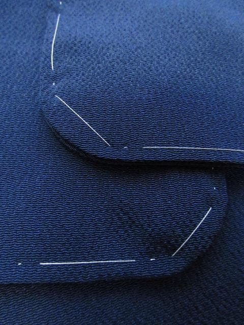 新古品！日本和裁士会＊八丁撚糸＊鉄紺色＊色無地＊着物＊１５７ｃｍ＊裄６６