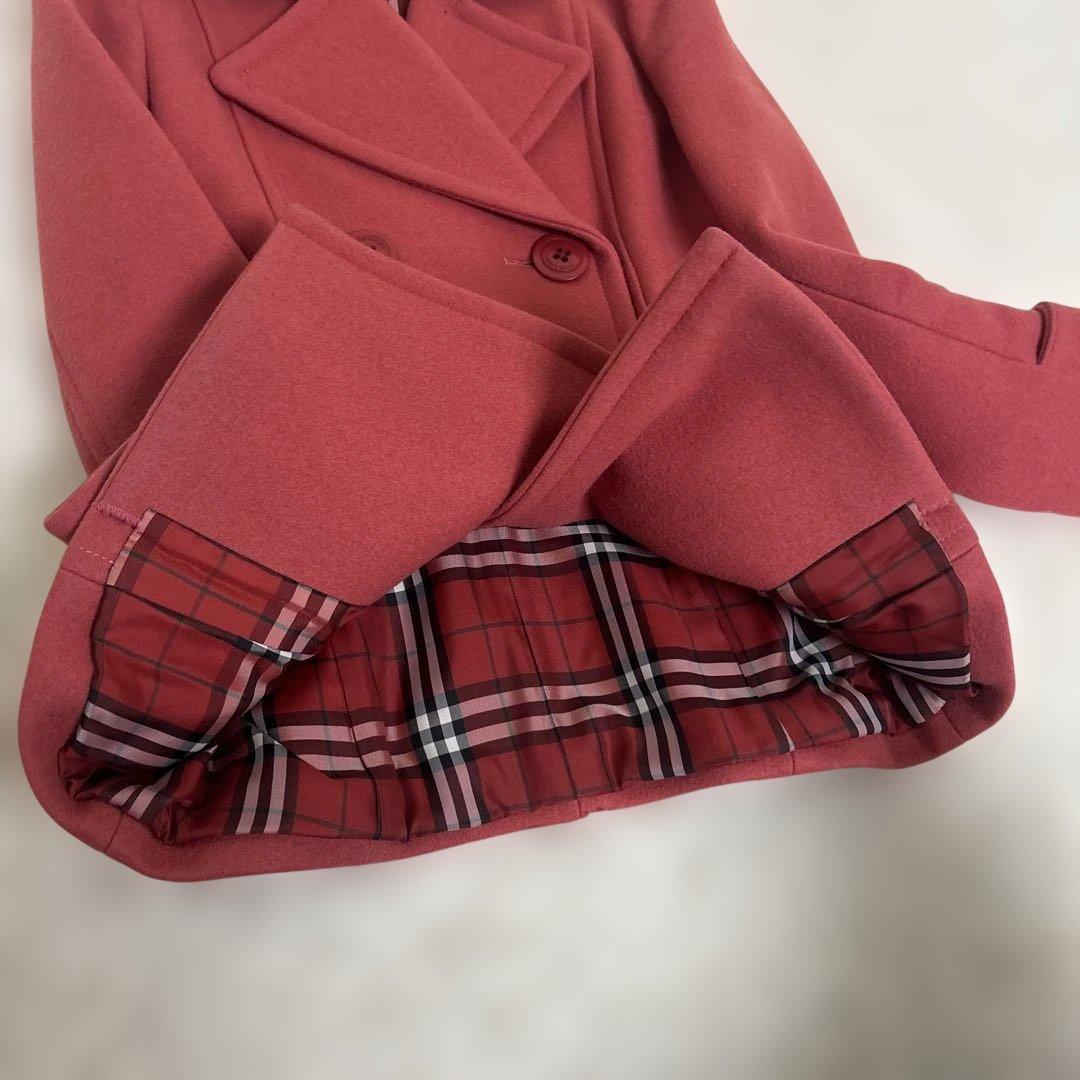 未使用級✨バーバリーブルーレーベル ピーコート ノバチェック　ピンク　ショート
