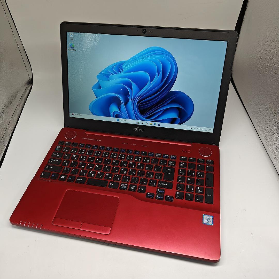 【富士通】AH53 高性能i7 SSD512GB 16GB レッド ノートPC