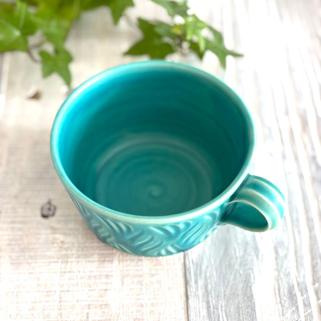 しのぎスープカップ スープボウル ターコイズ 2個セット 益子焼