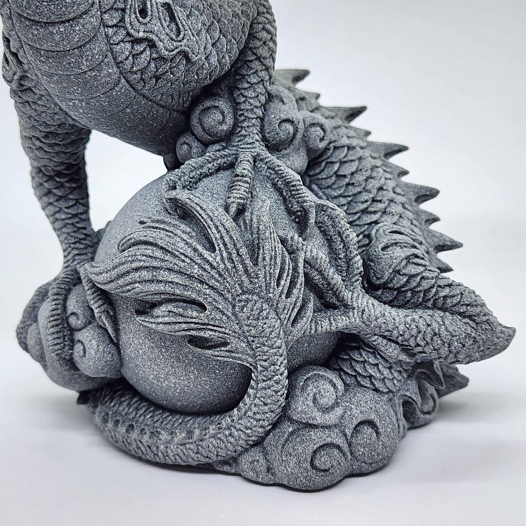 青砥石製 3本爪龍神様 守護の玉を抱く置物 風水アイテム 幸運招来