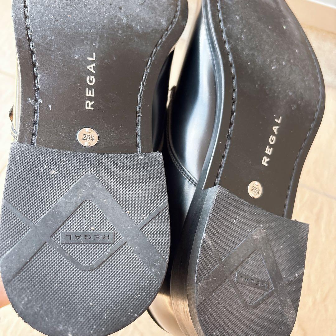 リーガルレザーシューズストレートチップモンクストラップバックル黒ブラック25.5