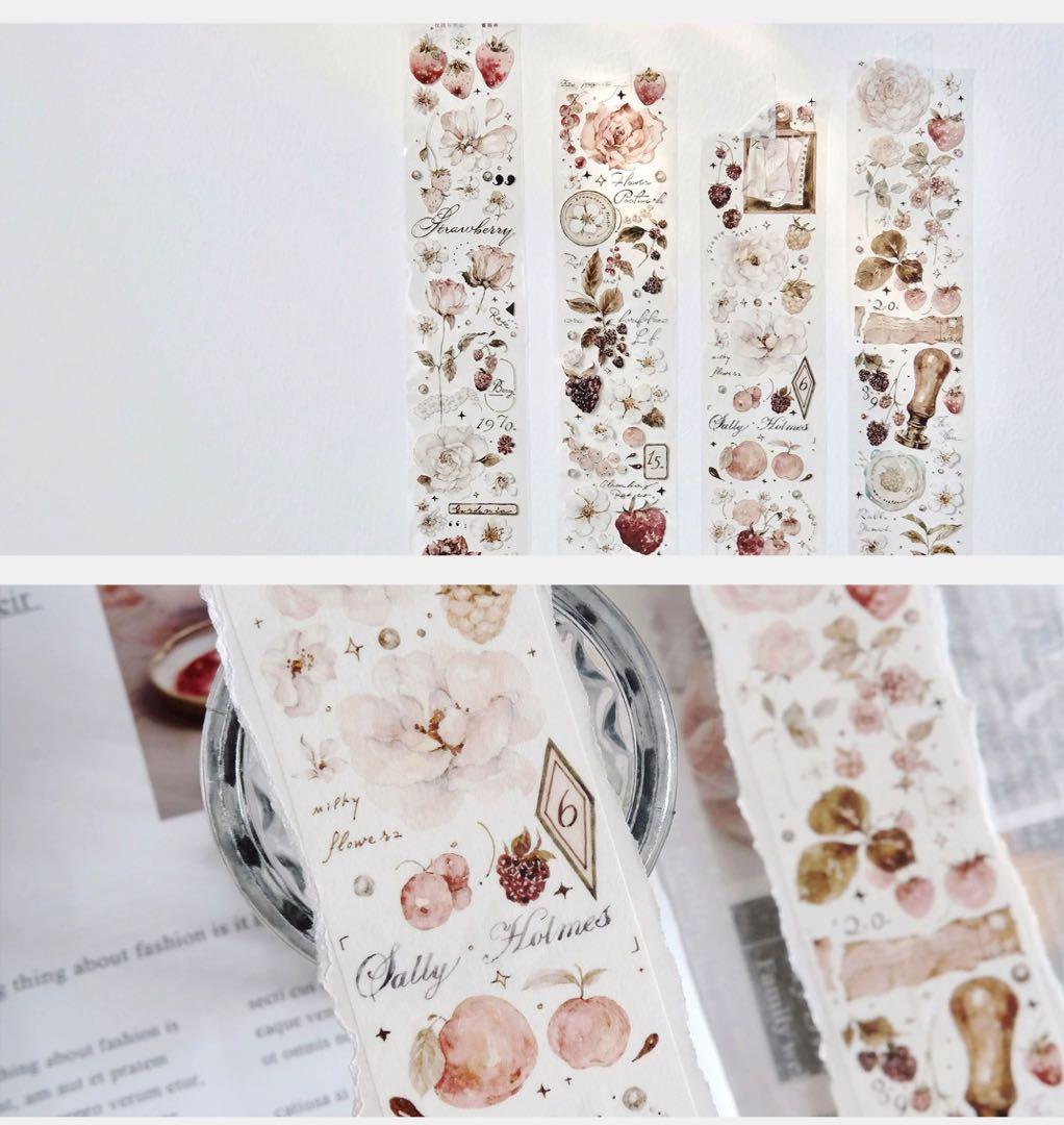 雀斑茶《玫瑰与浆果》海外マスキングテープ　マステ 【1637】