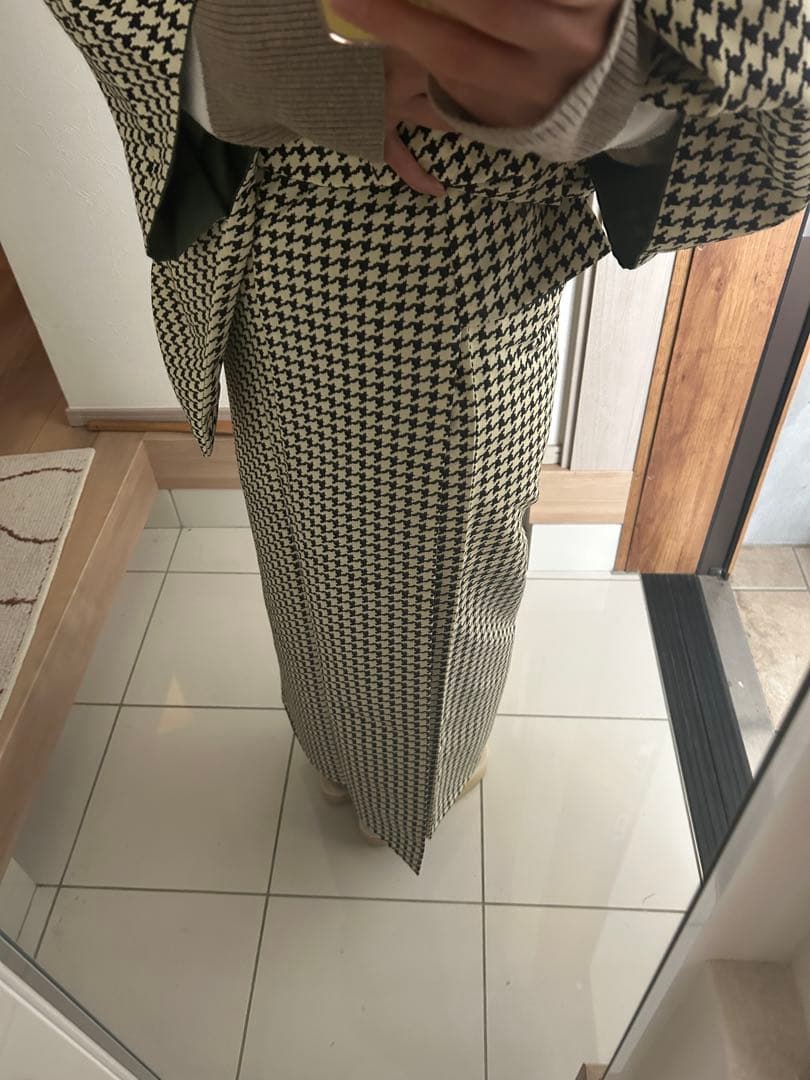 きものやまと ポリエステル着物 千鳥格子 Sサイズ 広衿 袷