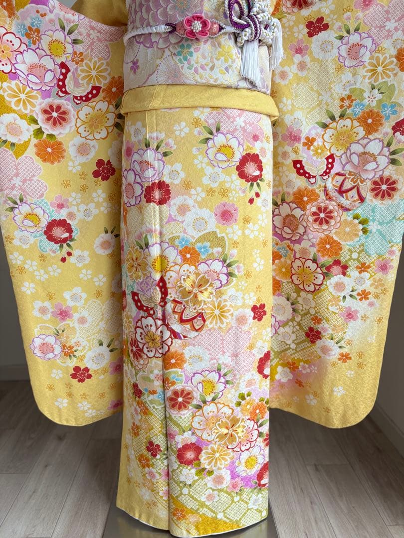 可愛い❣️振袖フルセット（７点セット）　正絹振袖　袋帯　成人式