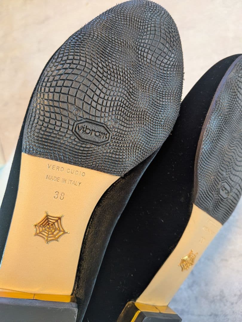 シャルロットオリンピア　ベロア　猫モチーフ　刺繍　フラットシューズ　38