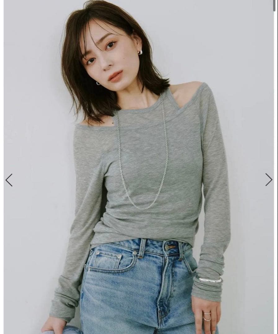 【試着のみ】2025✨️完売品シアーテレコレイヤーカットトップス シルク混 グレー