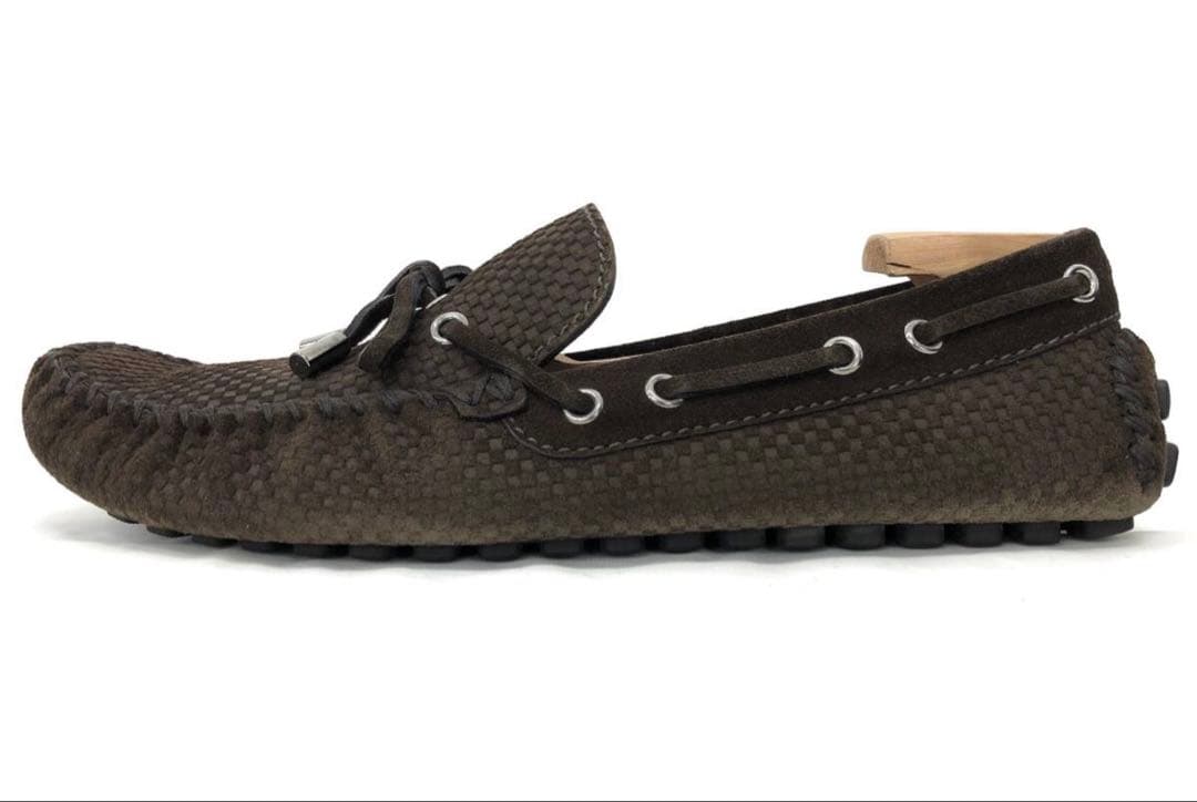 03079LOUISVUITTONルイヴィトンダミエスエードドライビングシューズ