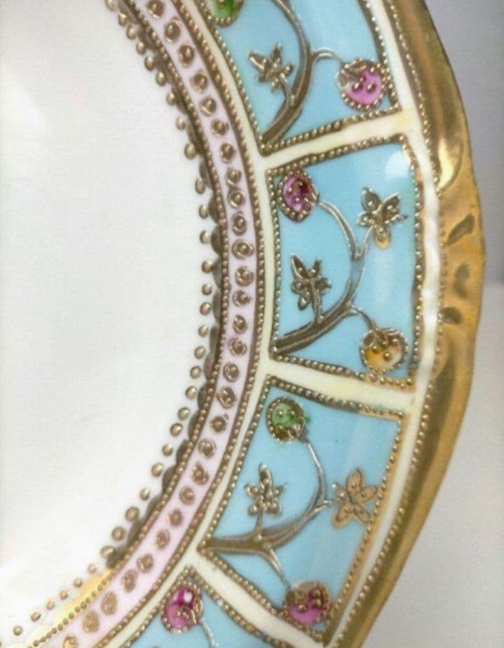 高級RC刻印★レア★美品「オールドノリタケ 金彩点盛り花絵 皿