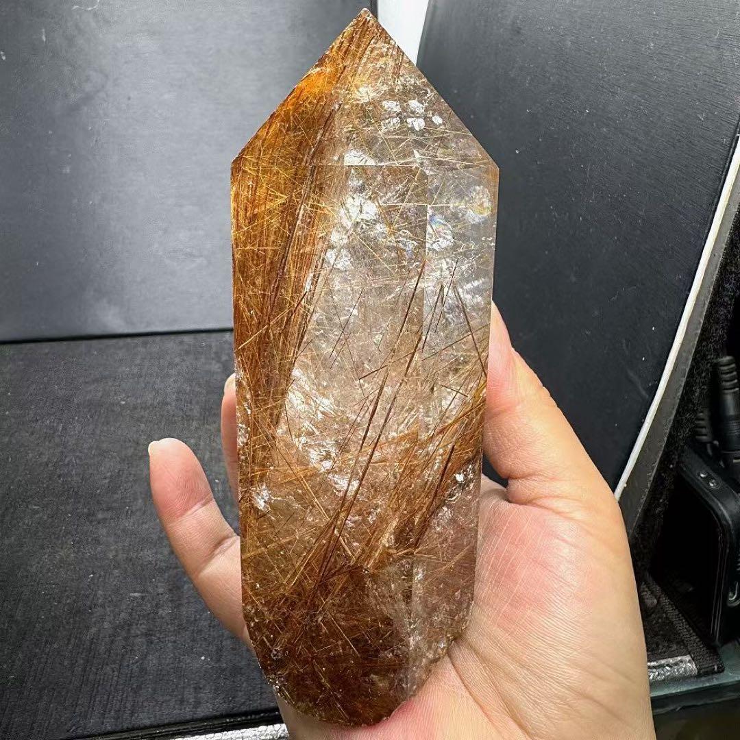 天然石ルチルクォーツのポイント　置物G.536