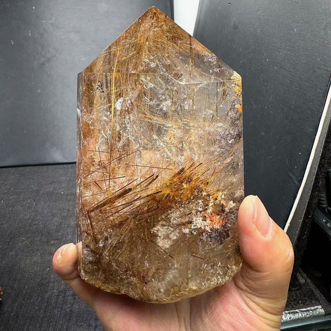 天然石ルチルクォーツのポイント　置物G.536