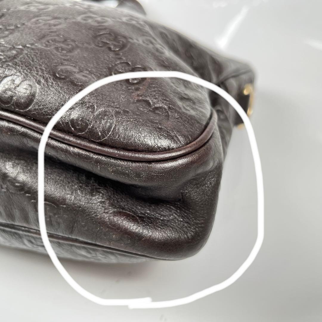 【極美品】グッチ ビジネスバッグ シマレザーGG 本革 ダークブラウン メンズ