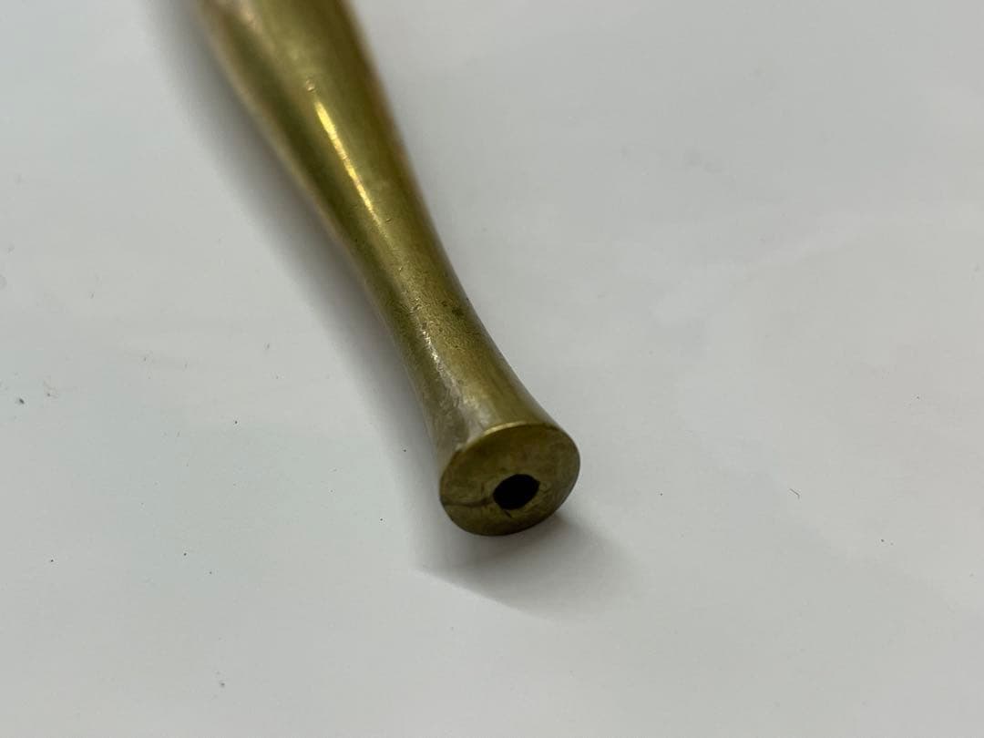 【煙管】 煙草入 煙管筒 金口 細工 彫刻 一式 骨董 アンティーク 時代物