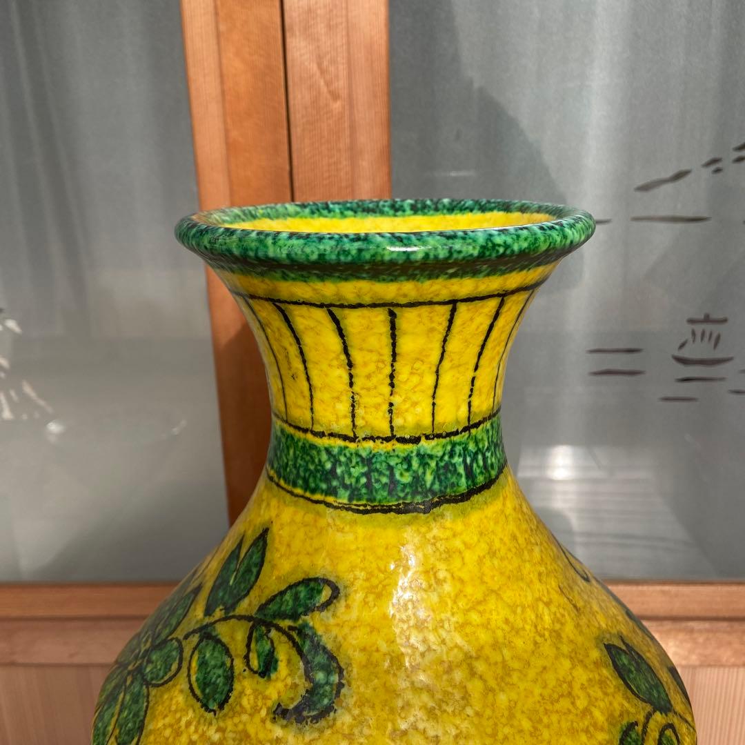 ヨーロッパアンティーク イタリア製色絵花の図大花瓶