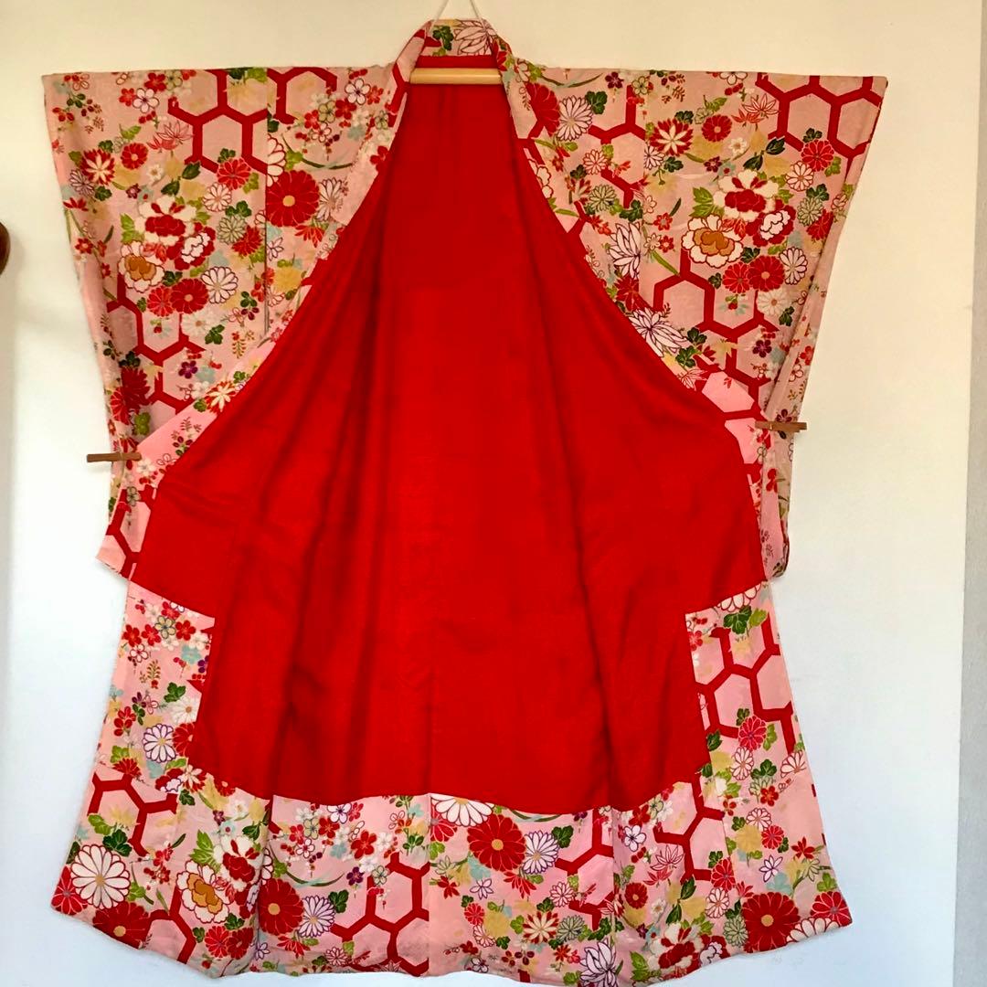 正絹 アンティーク着物 七五三 レトロ着物 古典柄