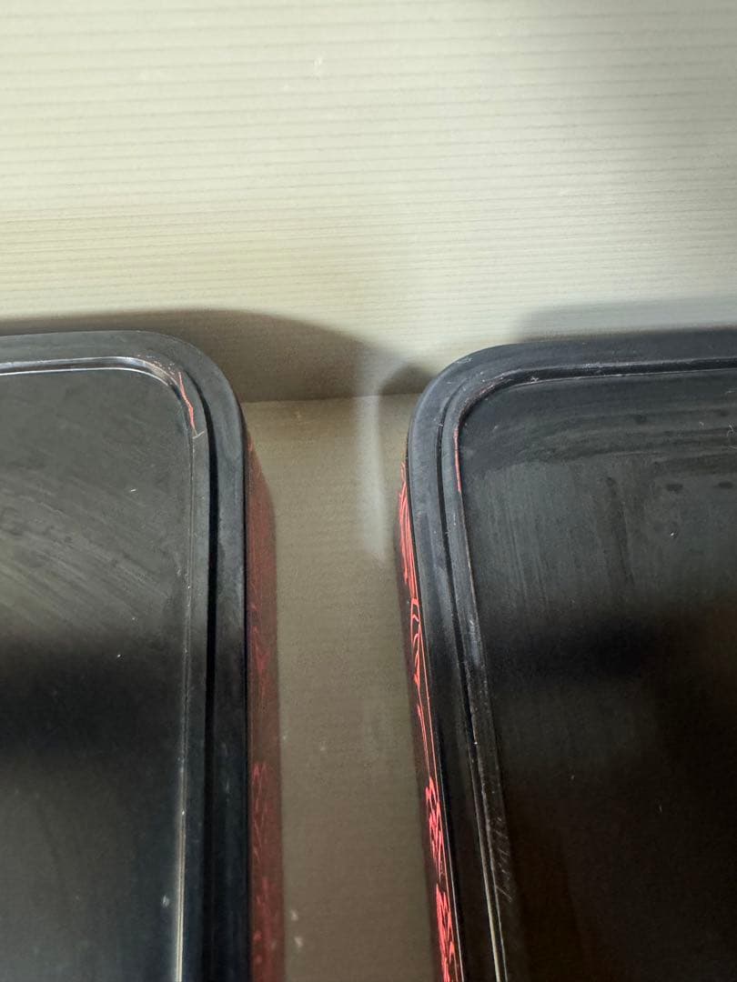 2546 越前塗　骨董　三段重箱 漆 漆器 泥朱 牡丹彫