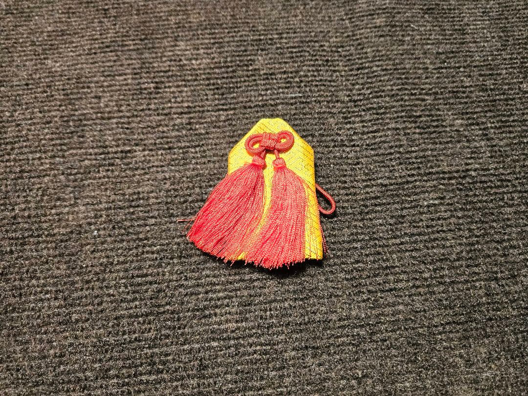 美品 七五三 結び·はこせこセット 7歳 結び帯 作り帯 白/曇取り　七歳用