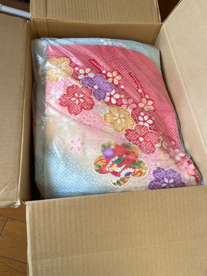 正絹　七五三　7歳　水色　ピンク　女の子　フルセット　一式