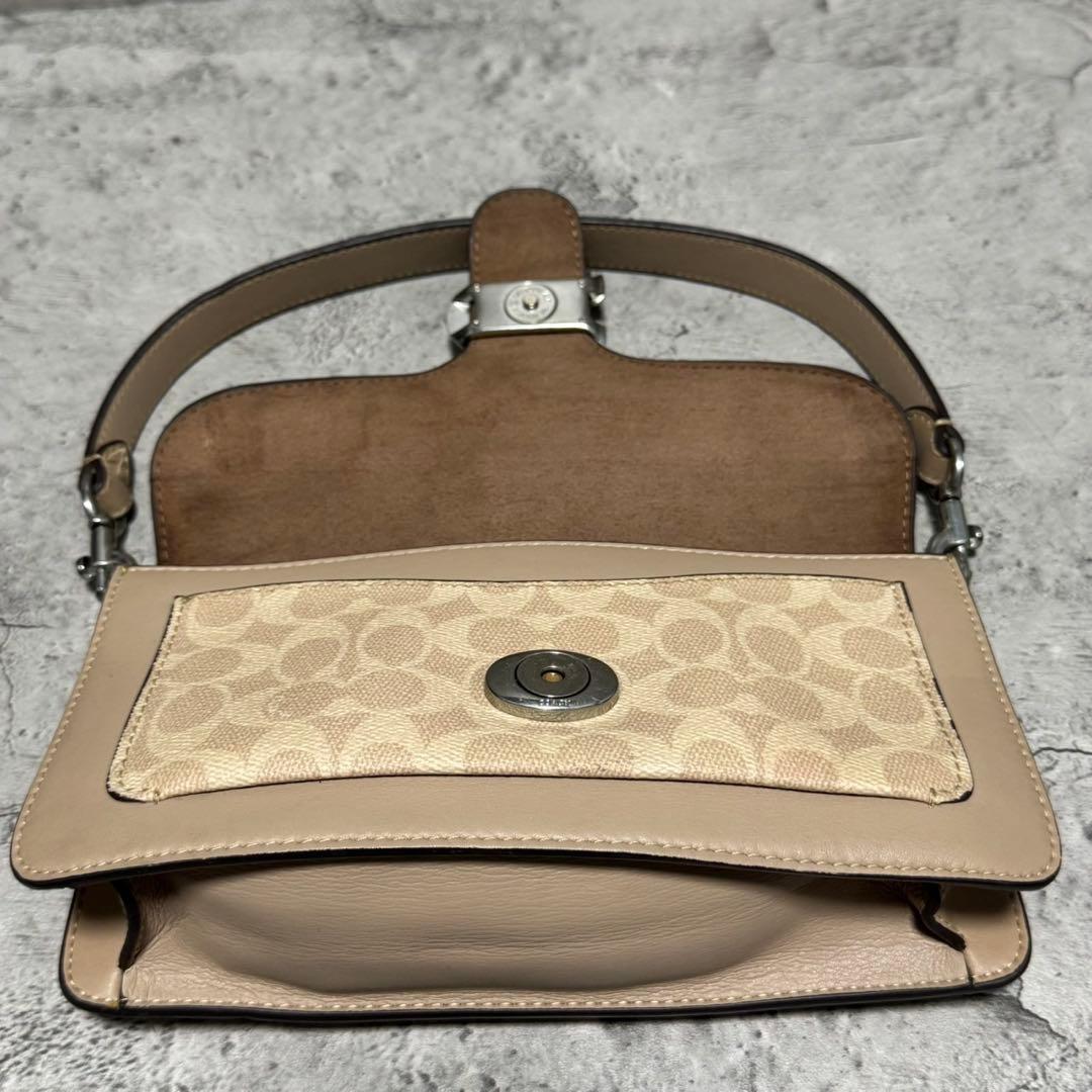 良品 コーチ ワンショルダーバッグ タビー20 PVC レザー ベージュ