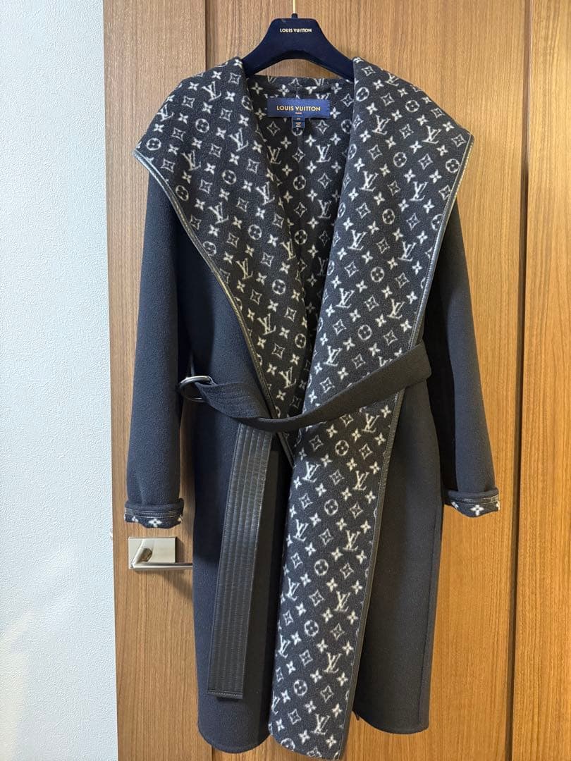 美品 希少サイズ フーデッドラップコート
