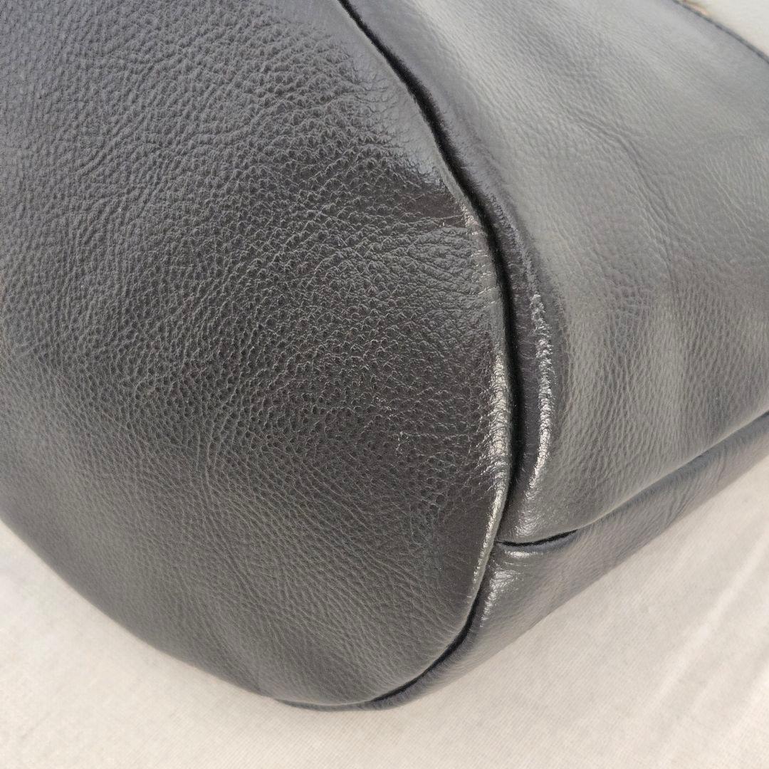 状態良・【OUR】アワーホーム ショルダーバッグ レザー 黒 バケツ型