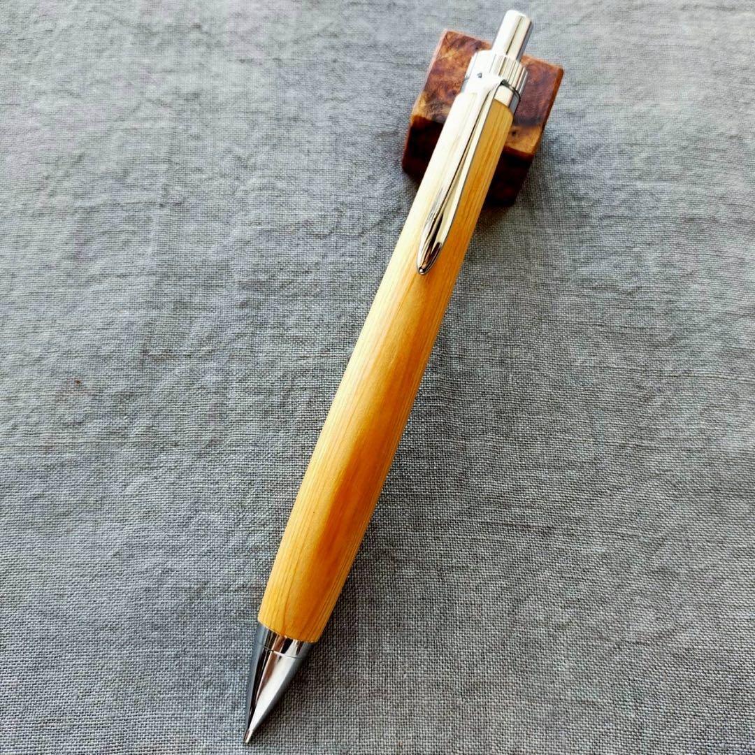 伊勢神宮　御神木　檜　ハンドメイド　木軸シャープペン　0.5mm　シルバー