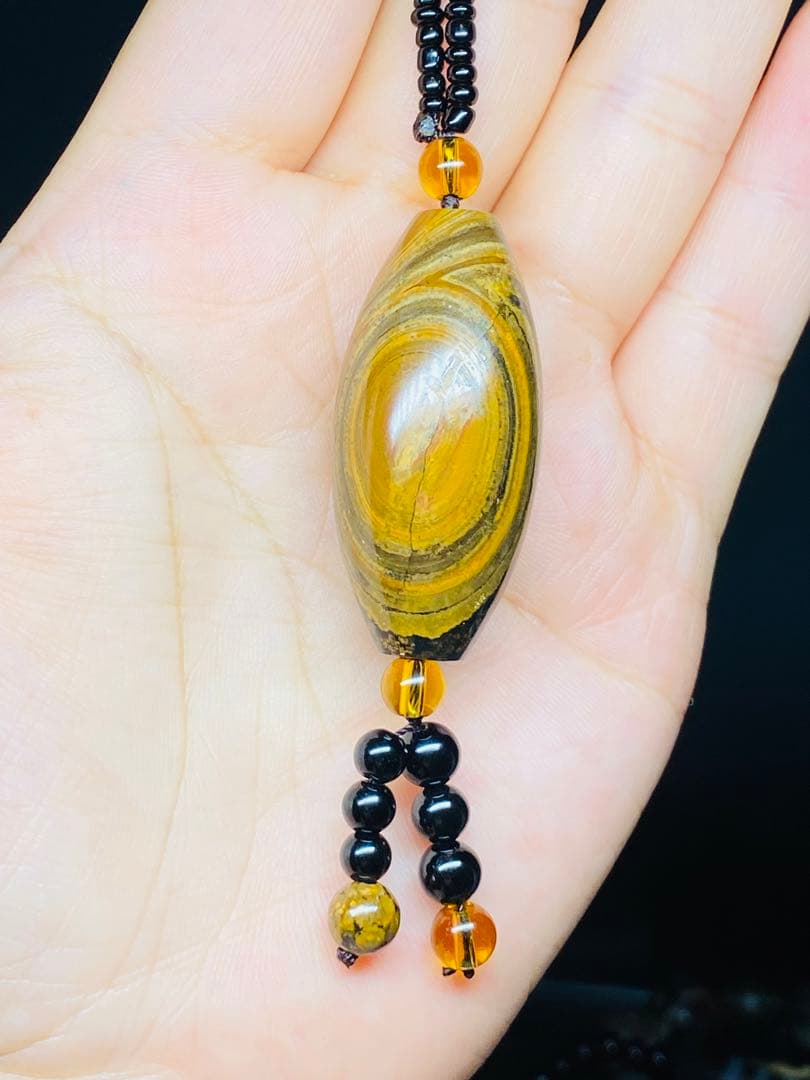 ニ龍眼天珠 蒙天珠 天珠 長寿自然　栄達栄進　自然に作られた老天珠 老鉱天珠